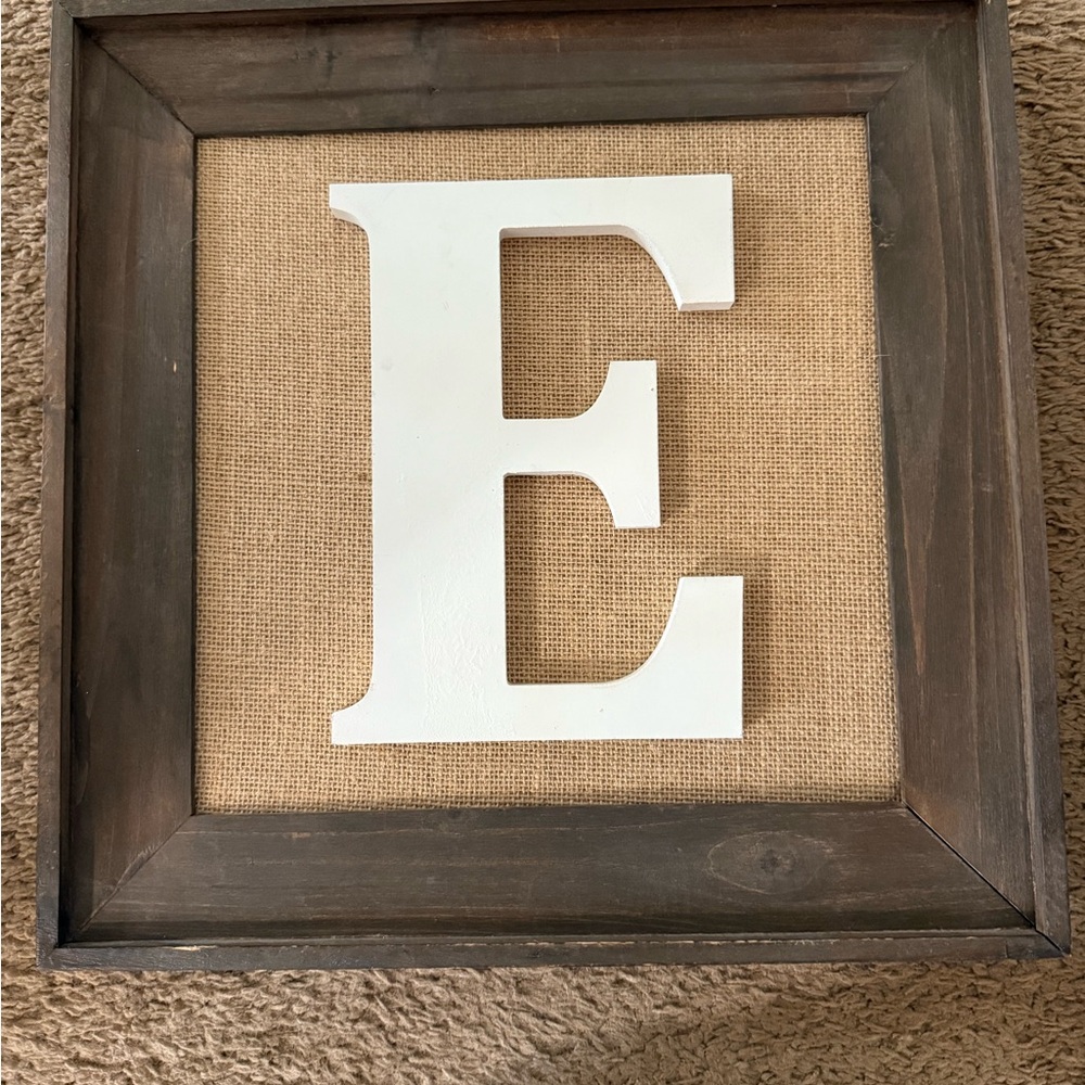 Framed Burlap Letter E decor